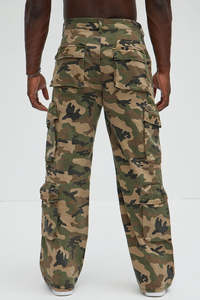 Pantalones Cargo de Camuflaje para Hombre, Estilo Negro con Patrón, Multibolsillos, Casuales, para Exteriores, Estilo Urbano, Denim - Product Image 3