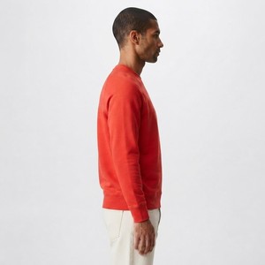 Sudadera de Manga Raglán Roja Brillante para Hombre, Cuello Redondo, Felpa Suave, Estilo Deportivo Casual, Manga Larga, Esencial para Invierno, Superventas - Product Image 3