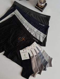 Ensemble de caleçons et chaussettes respirants en coton et élasthanne pour hommes avec logo personnalisé – Combo OEM 95/5 sous-vêtements et chaussettes - Product Image 1