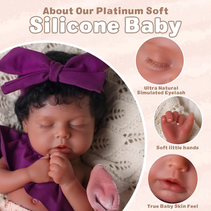 Poupées reborn en silicone Babeside <span class=keywords><strong>Lucy</strong></span> de 12 pouces, bébés afro-américains endormis, petite fille réaliste, poupée bébé corps entier - Product Image 5