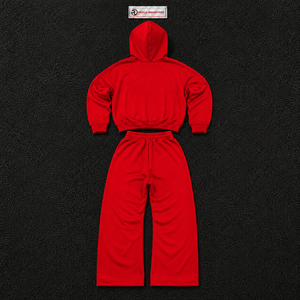Chándal Rojo con Capucha para Hombre, Manga Larga, Color Sólido, Estilo Casual Holgado, Algodón, Ropa de Otoño con Bolsillos Laterales, Cintura Elástica, Ajuste Cómodo - Product Image 6