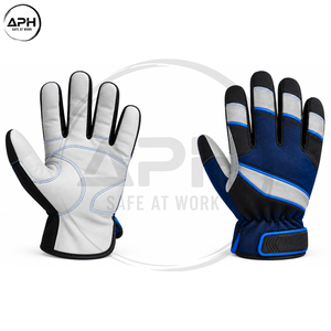 Gants d'assemblage bleu roi et blanc avec paumes incurvées et fermeture auto-agrippante au poignet pour travaux industriels - Product Image 2
