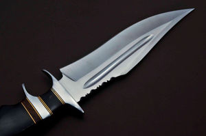 Cuchillo Utilitario de Hoja Fija Hecho a Mano de Alta Demanda |   Empuñadura de doble filo con ranura para los dedos y cubierta de cuero de calidad económica - Product Image 5