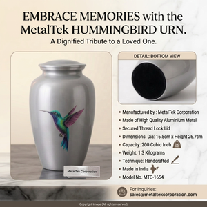 Hummingbird Metal Urn Human <b>Ashes</b> Jars Handcrafted Aluminum Cremation Urns Memorial Vase Funeral <b>Keepsake</b> Supplier Manufacturer - Product Image 4