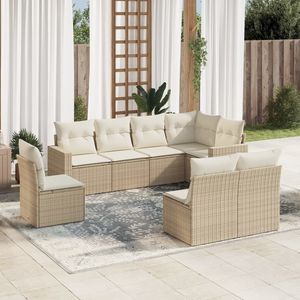 Grand ensemble de canapés de jardin réglables en rotin PE beige, mobilier de jardin ajustable - Product Image 1