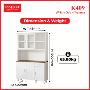 Mueble de Cocina Moderno Estilo Americano Ecológico K409, Tablero de Partículas con Acabado Superior en Melamina, 2 Puertas Acrílicas, 1 Cajón - Product Image 6