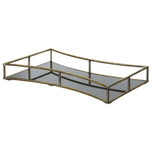 Plateau artisanal biodégradable imperméable à finition métallique pour présentation sur table moderne, décoration intérieure, bords coupés, fabriqué en Inde Zahid - Product Image 4