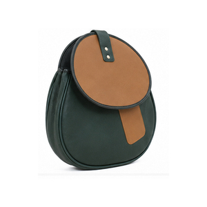 Professional Design Minimalist <b>Leather</b> Backpack Dark Green With Tan Flap Durable Outdoor Use All Seasons One Size Falconry Bag - Product Image 5