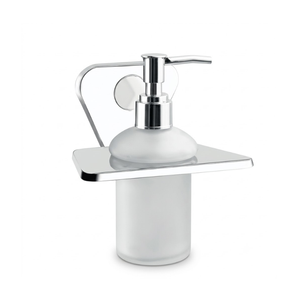 Distributeur de savon liquide en acier inoxydable, support mural pour salle de bain, bouteille à pompe pour lavage des mains en verre dépoli, finition chromée, antirouille - Product Image 1