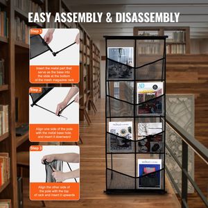 Espositore a 4 livelli con 8 tasche in rete, leggero, da terra, per brochure, riviste e giornali, spessore 3 mm - Product Image 5