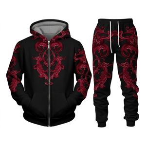 Nouvel ensemble de survêtement sportif 2 pièces avec sweat à capuche imprimé tigre 3D, vêtements pour hommes automne et hiver - Product Image 1