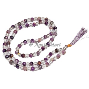 Cuentas de estilo Feng Shui 108 Japa Mala facetadas cuentas de oración de cuarzo ahumado piedra preciosa de ágata tallada con grabado para decoración del hogar - Product Image 2