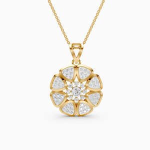 Classic Unisex 14K Solid <b>Gold</b> Rose <b>Gold</b> Synthetic Lab Grown Diamond <b>Necklace</b> Pear-Cut Center Stone Vintage Style Engagement Pave - Product Image 6