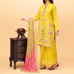 3PC Digital Printed Cambric Suit PS4130 Vestidos de cóctel elegantes - Product Image 2