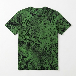 เสื้อยืดคอกลมแขนสั้นผู้ชายสีเขียวลายไท-ได ทรงปกติ สไตล์ลำลอง ลายจุดถักนิตติ้ง - Product Image 5
