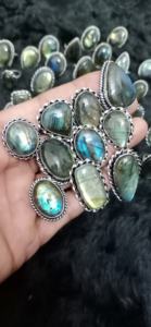 แหวนลาบราดอไรต์สีน้ำเงินธรรมชาติคุณภาพพรีเมียม ประดับด้วยอาเกต ดีไซน์ทันสมัย ยอดนิยม เครื่องประดับคริสตัลแท้ ผู้จัดจำหน่ายอัญมณีแท้จำนวนมาก - Product Image 4