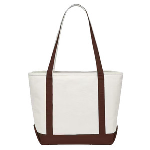 Large White <b>Canvas</b> <b>Tote</b> Bag with Green Trim Shoulder Handle Shopping Bag Daily Use - Product Image 3