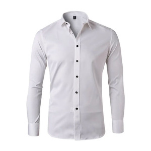 Stylish Casual <b>Shirts</b> <b>Polyester</b> Cotton Blend Soft Durable Wrinkle Resistant Plain Dyed Custom Men's Business Casual <b>Shirts</b> - Product Image 4