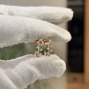 Boucles d'oreilles en diamant de laboratoire taille brillant rond, certifiées IGI, couleur EF, diamants synthétiques en or, cadeau de mariage pour femme, Bali 1,73g - Product Image 4