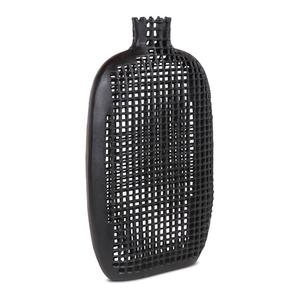 Vase décoratif architectural noir mat en treillis, style Wabi-Sabi, pour salon moderne, étagère et hall d'hôtel - Product Image 1