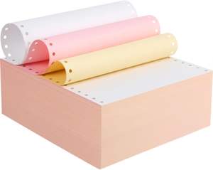 Papier continu autocopiant pour ordinateur, 9,5 x 11 pouces, 3 feuillets perforés, pour imprimante matricielle, blanc/jaune/rose - Product Image 3