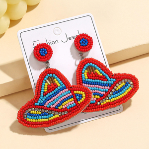 Pendientes de Mariposa Bohemios Hechos a Mano con Cuentas de Arroz y Estilo Vaquero Occidental Vintage para Regalo 2025 BY MULTI CRAFT - Product Image 2