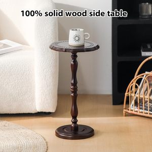 Solid Wood <b>Round</b> Side <b>Table</b>, <b>Small</b> Drink <b>Table</b> for <b>Small</b> Spaces, Modern End <b>Table</b> Accent Nightstand for Bedroom, Living Room, - Product Image 2