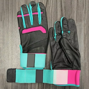 Qaswa Sports Professional High Performance Bright Crimson Athletic Batting <b>Gloves</b> Velcro Closure Textured Palms Breathable Mesh - Product Image 3