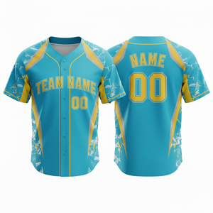 Tenue de sport en polyester respirant haute performance, uniforme de baseball personnalisé imprimé par transfert thermique, tailles adultes et grandes tailles, devant - Product Image 3