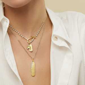 สร้อยคอทองคำ 14K แบบกำหนดเอง พร้อมจี้เพชรเลี้ยงในห้องปฏิบัติการ ขนาด 1 นิ้ว พร้อมตัวล็อกจี้แบบหนามเตย สายสร้อยยาว 18 นิ้ว สำหรับใส่ซ้อนกัน ขายส่ง - Product Image 4