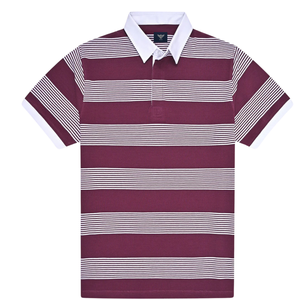 Mens Striped Polo Shirt Short Sleeve Casual Soft Breathable Lightweight <b>Classic</b> Stand Collar Summer Smart Casual Cotton Wear - Product Image 1