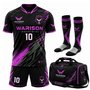 OEM Service Football Jersey Set With Short Socks And Bag Pack Sublimation Men's Soccer Uniform Kit With Custom Name And Number - Product Image 5