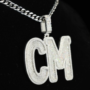 Iced Out Moissanite Personalized <b>Initial</b> Letter <b>Pendant</b> 925 <b>Silver</b> 18K Gold Plated Hip Hop Bling Necklace Pass Diamond Tester - Product Image 2