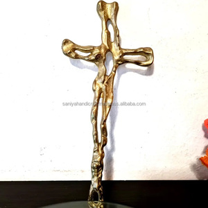 Croix en laiton faite à la main Christ Crucifix mur Art décor jésus religieux catholique cadeau UV tenture murale modèle décoratif tenture murale - Product Image 1