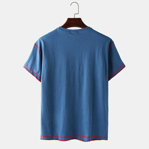 T-shirt à manches courtes pour homme, coupe classique, 100% coton, respirant, tricoté, vêtements de sport pour la salle de sport, entraînement, course à pied, fitness - Product Image 2