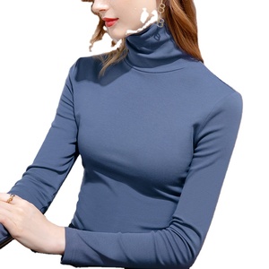 Haut à col roulé à manches longues en jersey respirant et écologique pour femmes grandes tailles, idéal pour l'automne et l'hiver, style décontracté - Product Image 1