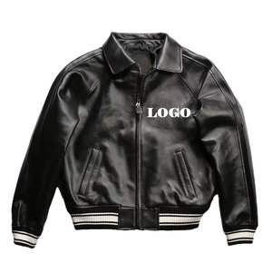 Veste en cuir pour motard homme, qualité supérieure, vente directe d'usine, coupe-vent, col montant, fermeture éclair, collection hiver - Product Image 2