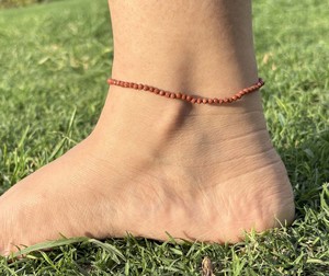 Premium Brown Goldstone <b>Beaded</b> <b>Anklet</b> 925 Sterling Silver Adjustable Fine Jewelry Gift Unisex Wholesale DIY - Product Image 1
