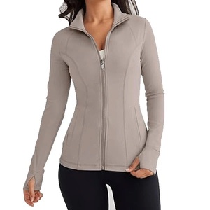 Women Full Sleeve Zipper <b>Yoga</b> <b>Jacket</b> Stand Neck Color Breathable Activewear Top Set Light Grey New <b>Yoga</b> <b>Jacket</b> - Product Image 4