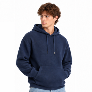 Mens Waffle Knit Hoodie Pullover Thermal Casual Long Sleeve Winter Fashion Streetwear Custom Hooded Sweatshirt Wholesale <b>Hoodies</b> - Product Image 5
