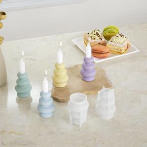 Porte-bougie en forme de bobine, porte-bougie d'aromathérapie, moule en silicone pour bougie en résine de gypse - Product Image 4