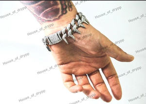 Bracelet cubain à maillons en forme de pointe avec diamants Moissanite, en argent 925, style Hip Hop glacé, pour homme - Product Image 3