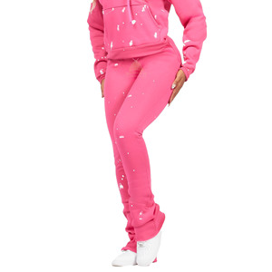 High Quality Women Custom Casual Flared <b>Jogger</b> Track Pants Patchwork Elastic Waistband Women <b>Stacked</b> Flare Sweatpants Cheap Rate - Product Image 2