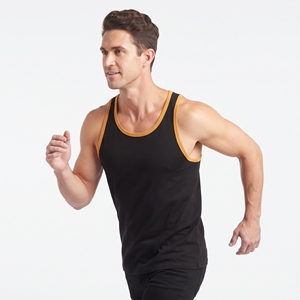 Men's Breathable Athletic <b>Black</b> Sleeveless <b>Tank</b> <b>Top</b> With Yellow Color Trim <b>Tank</b> <b>Top</b> Sleeveless Gym Workout Fitness Sports Vest - Product Image 3