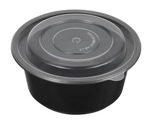 Couvercle de bol rond noir en PP jetable et biodégradable, compatible micro-ondes, pour conteneur alimentaire à emporter, usage restaurant et hôtel, style moderne - Product Image 1
