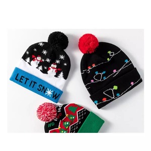Black Knitted <b>Beanie</b> <b>with</b> White Dot Pattern, Folded Cuff and Red <b>Pom</b> <b>Pom</b> - Product Image 5
