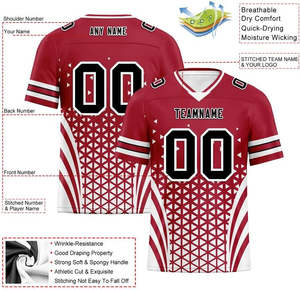 เสื้อฟุตบอลอเมริกันแบบสั่งทำพิเศษ พิมพ์ลายแบบซับลิเมชั่น ปี 2026  โลโก้สั่งทำได้ ระบายอากาศ แห้งเร็ว ต้านเชื้อแบคทีเรีย โพลีเอสเตอร์ 100% รับผลิตแบบ OEM - Product Image 4