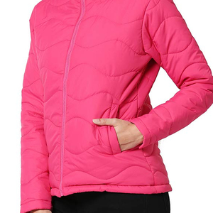 Blue Women's Quilted Hooded Jacket Regular Length Full Sleeve Solid Color Winter Warm Polyester Wadding Windproof Waterproof - Product Image 6