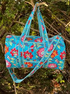 Handmade Cotton <b>Quilted</b> Duffel <b>Bag</b> Soft Fabric Travel Tote with Multiple <b>Storage</b> Pockets - Product Image 2