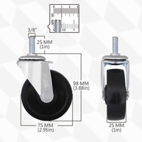 Lot de 4 roulettes pivotantes à frein latéral en PVC de 3 pouces, revêtement fer-zinc, design postmoderne, pour usage extérieur/atelier/entrepôt, 2500 kg